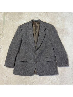 Vintage Donegal Tweed Blazer Men’s 42 Short Coat Gray Virgin Wool Irish Tweed
